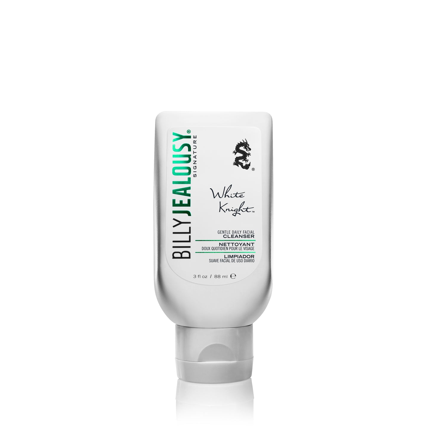 3oz tottle of Billy Jealousy White Knight Gentle Daily Facial Cleanser, shown on a white background.